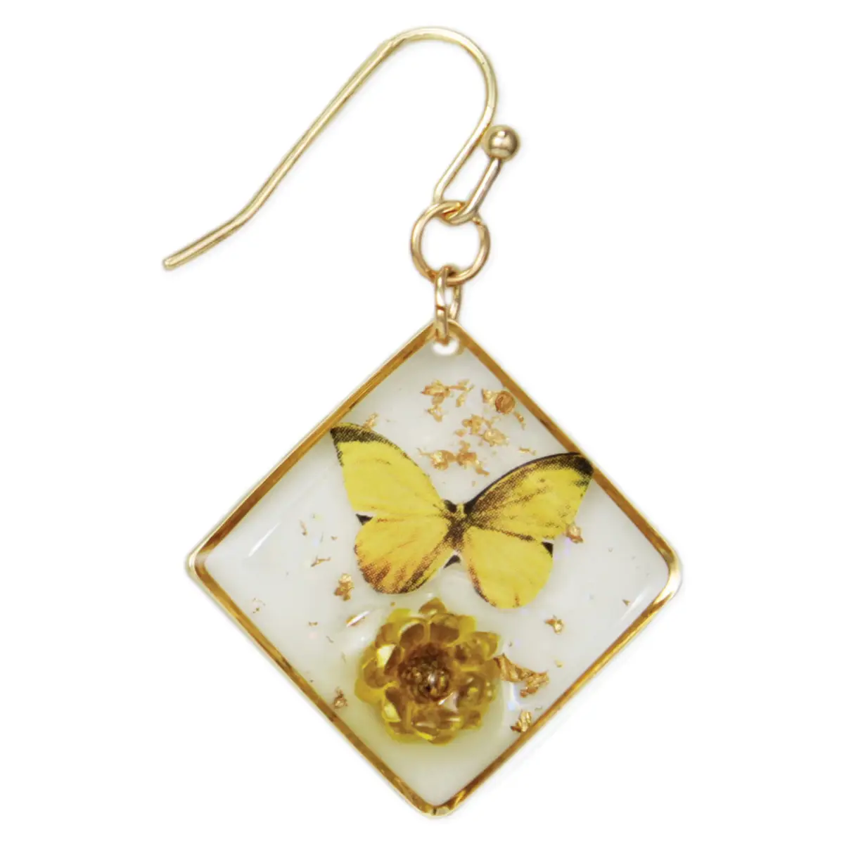 Sunny Garden Butterfly Dried Flowers Earrings