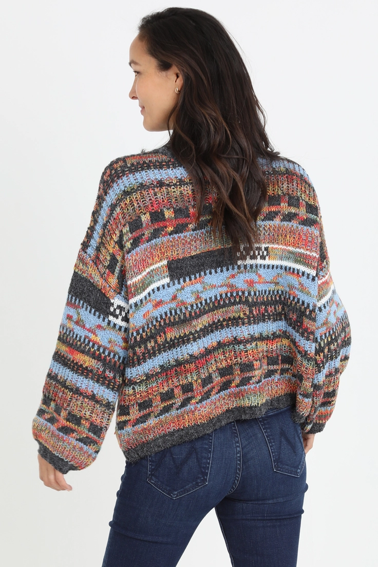 Mixed Yarns Mock Neck Sweater