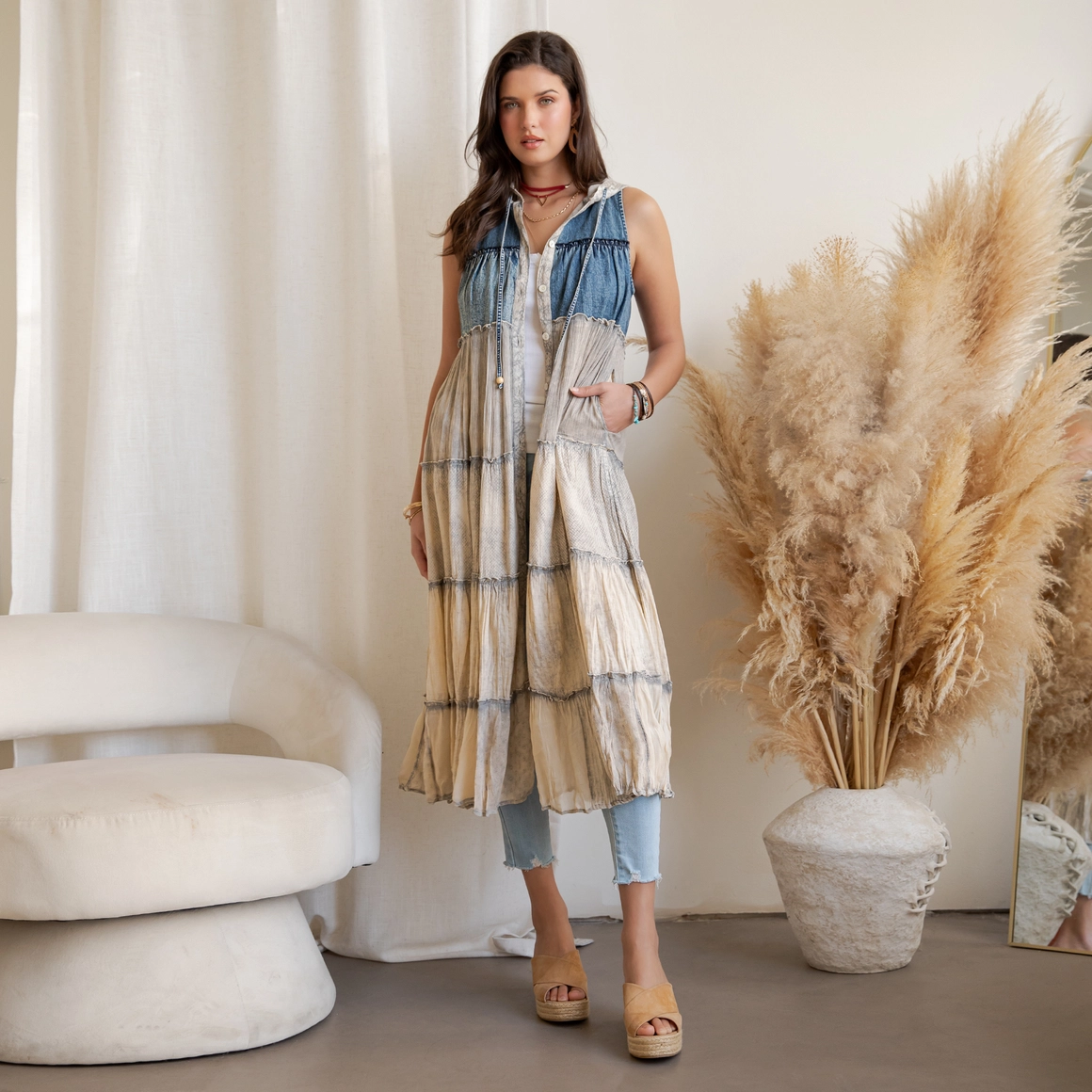 Boho Tiered Sleeveless Maxi Dress