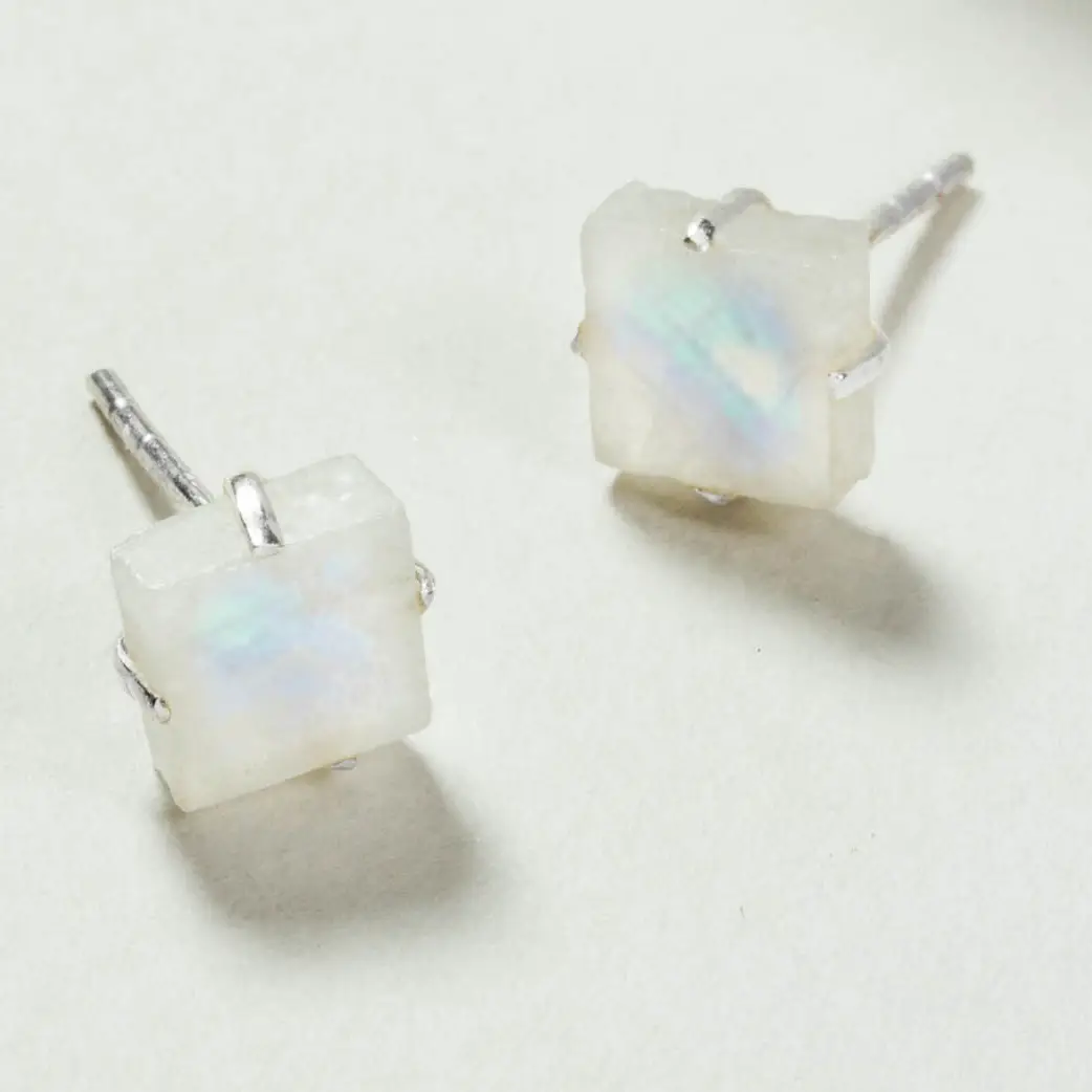 Moonstone Raw Beauty Stud Earrings