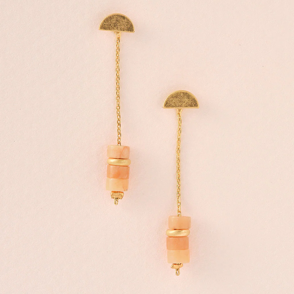 Stone Meteor Threaded Earrings - Sunstone