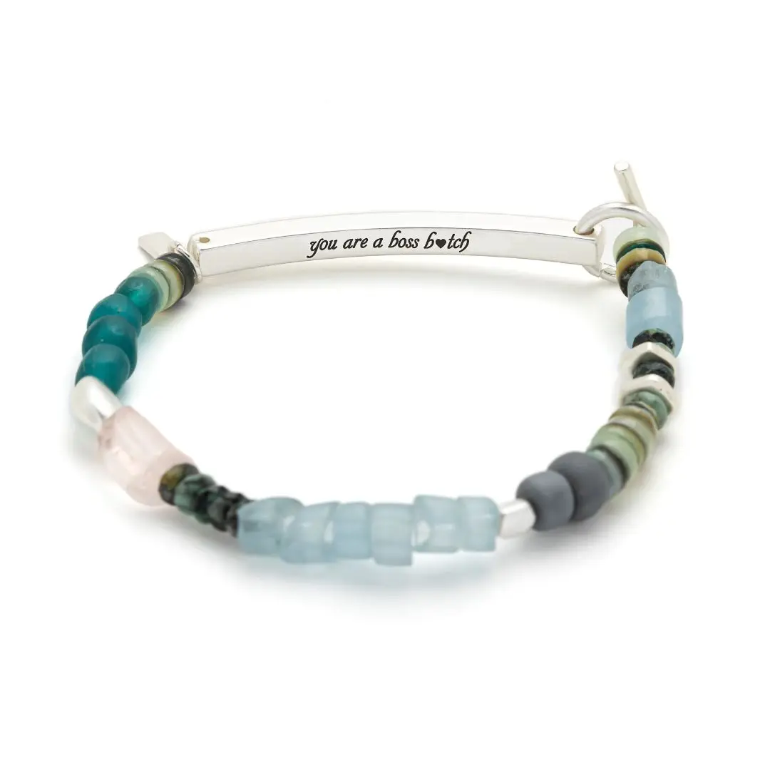 Hidden Message Bracelet BossB*tch/Rose Quartz