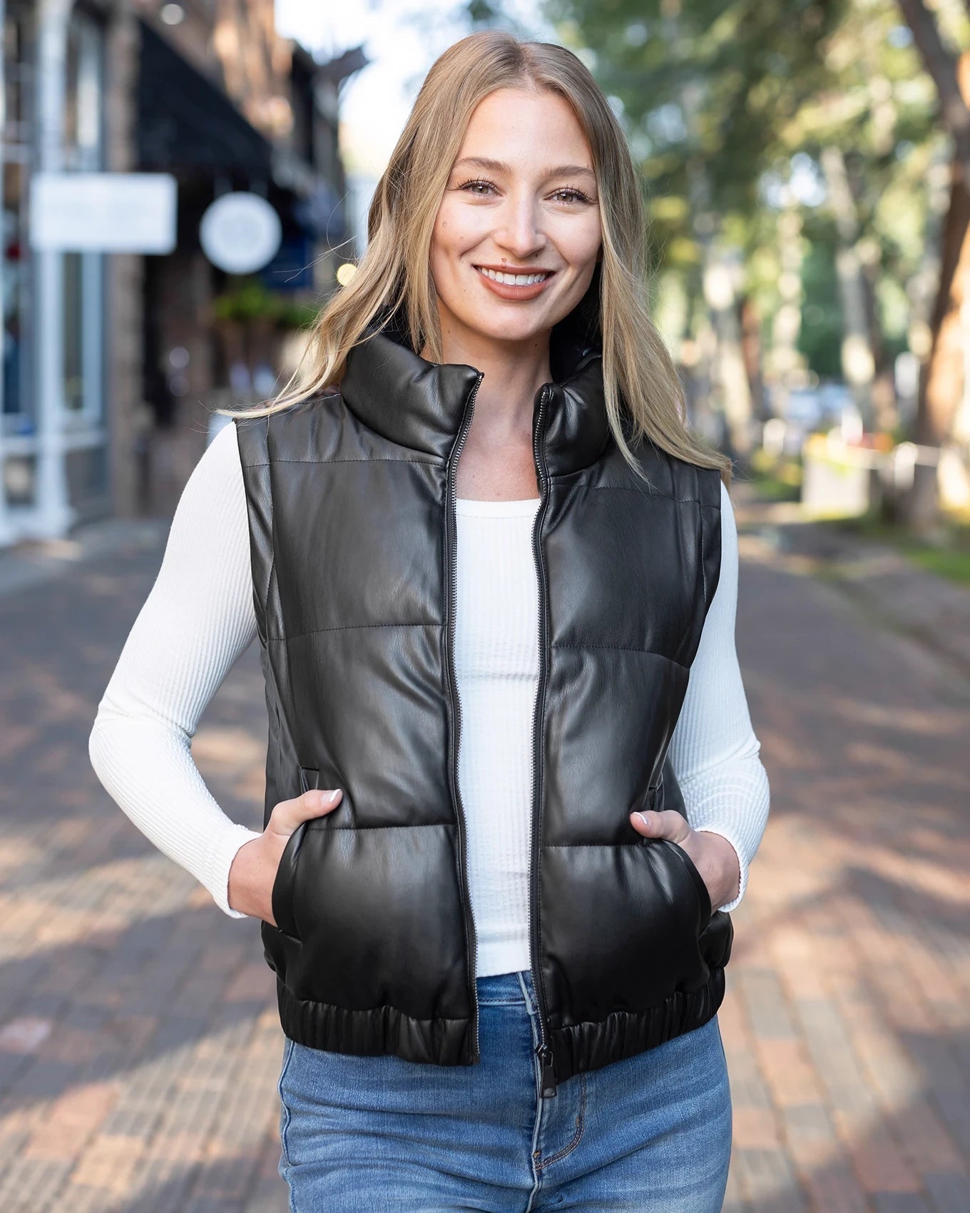 Butter Faux Lather Puffer Jacket/Vest