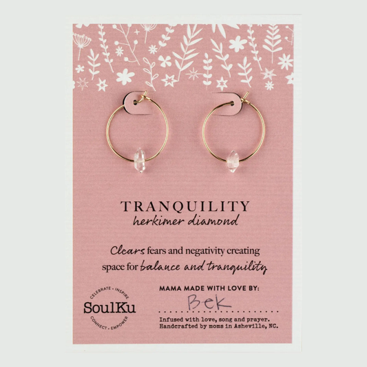 Herkimer Diamond Hoop Earrings for Tranquility