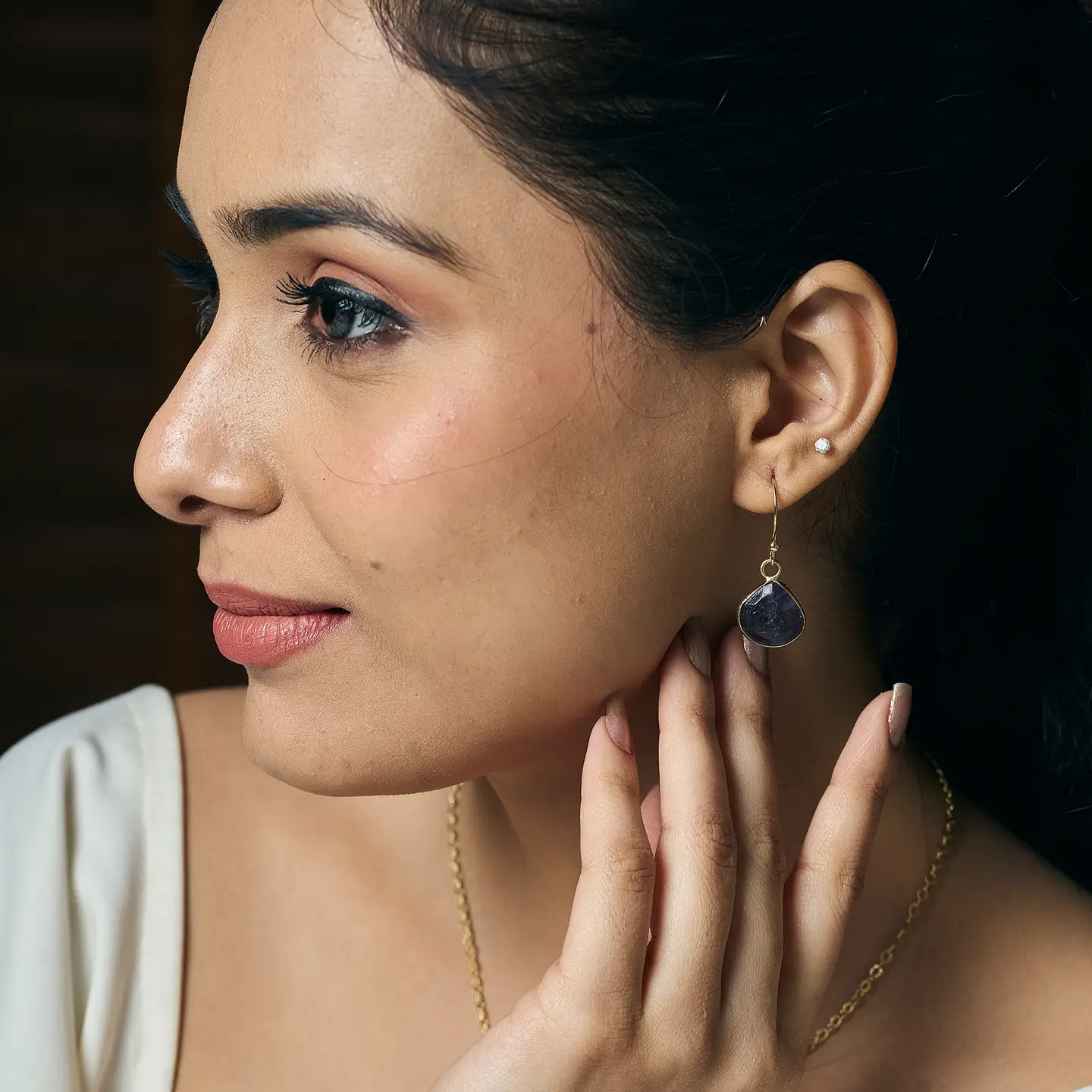 Gold Plated Semi-Precious Stone Earrings