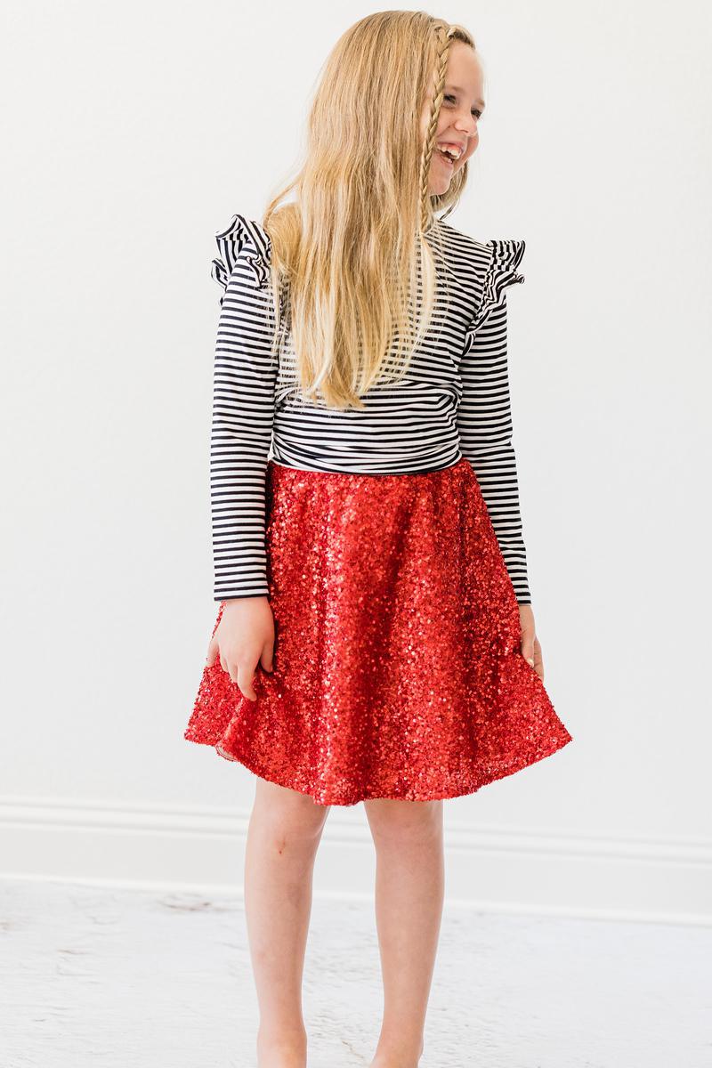 Girls Red Sequin Skirt