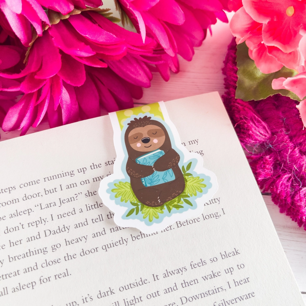 Reading Sloth Magnetic Bookmark
