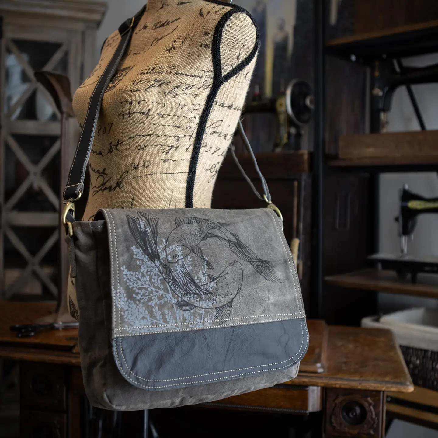 Circle of Koi Canvas Saddle Bag