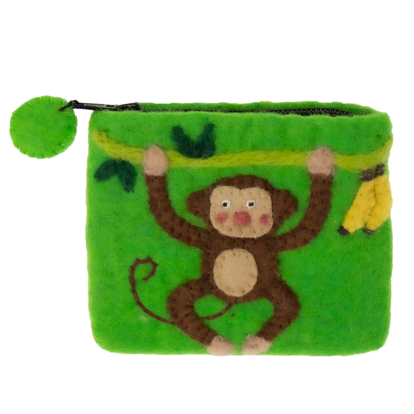 Monkey Felted Coin Purse