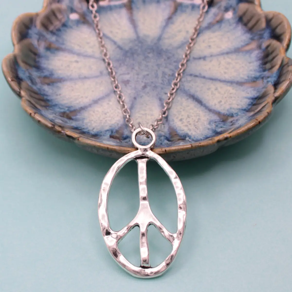 Peace Sign Textured Necklace