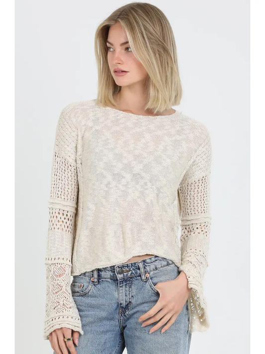 Lightweight Flare Sleeve Pullover Sweater