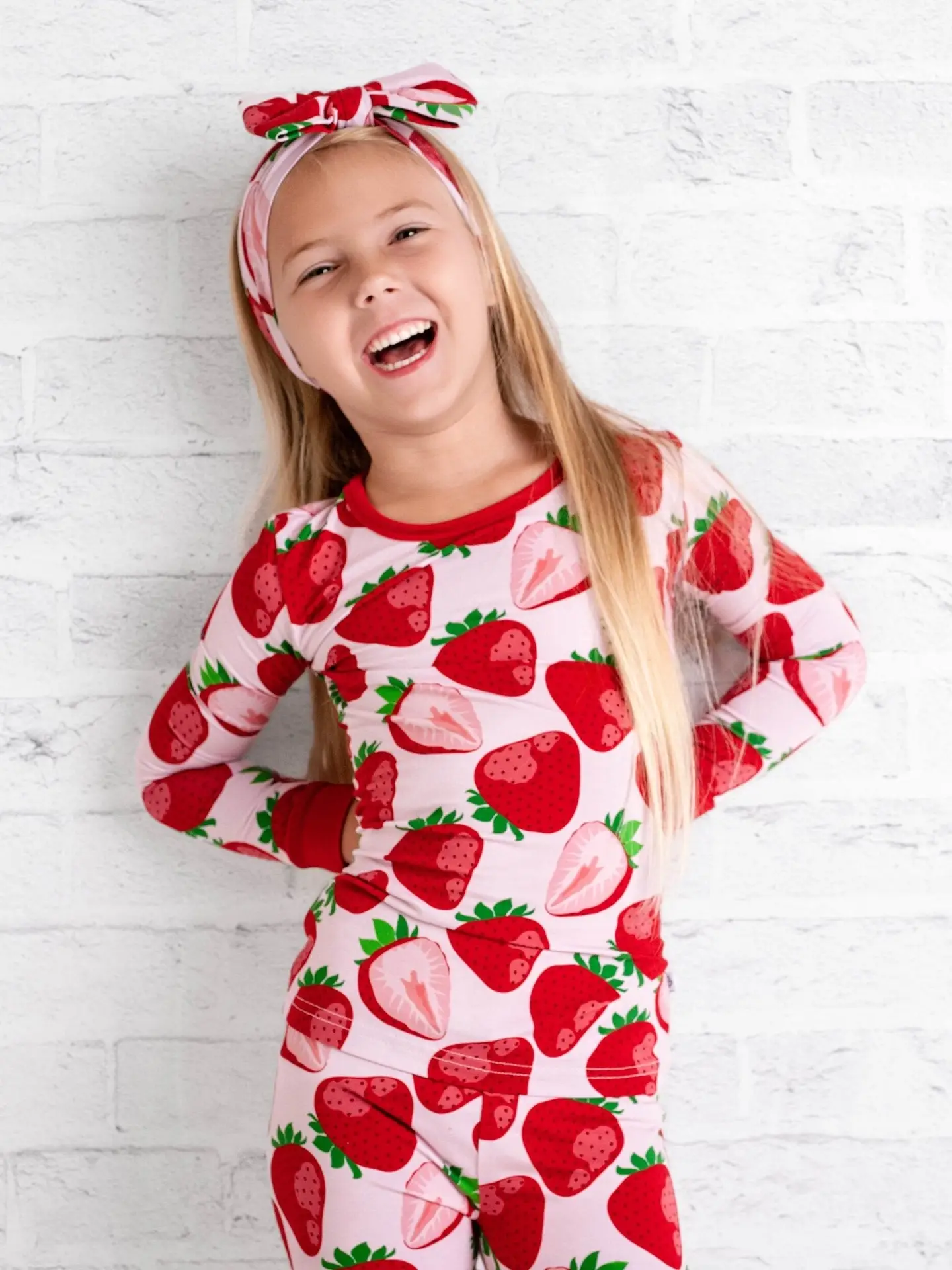 Berry Sweet Strawberries Kids Bamboo Pajamas