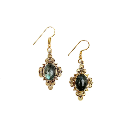 Tanvi Gold Diamond Labradorite Earrings