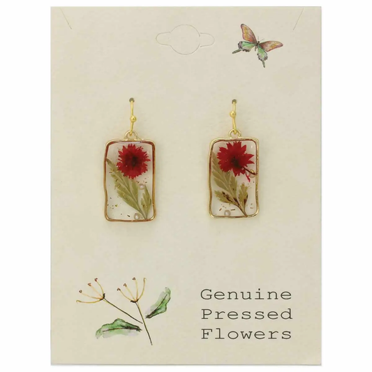 Cottage Red Dried Flowers Earrings