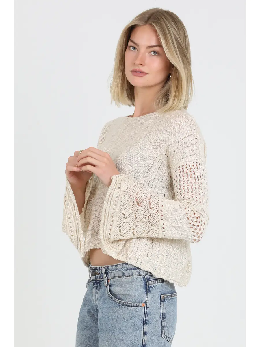 Lightweight Flare Sleeve Pullover Sweater
