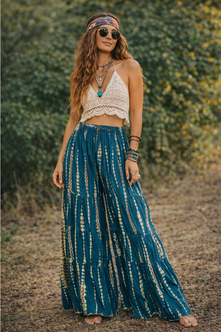 Tie-Dye Tiered Palazzo Pants
