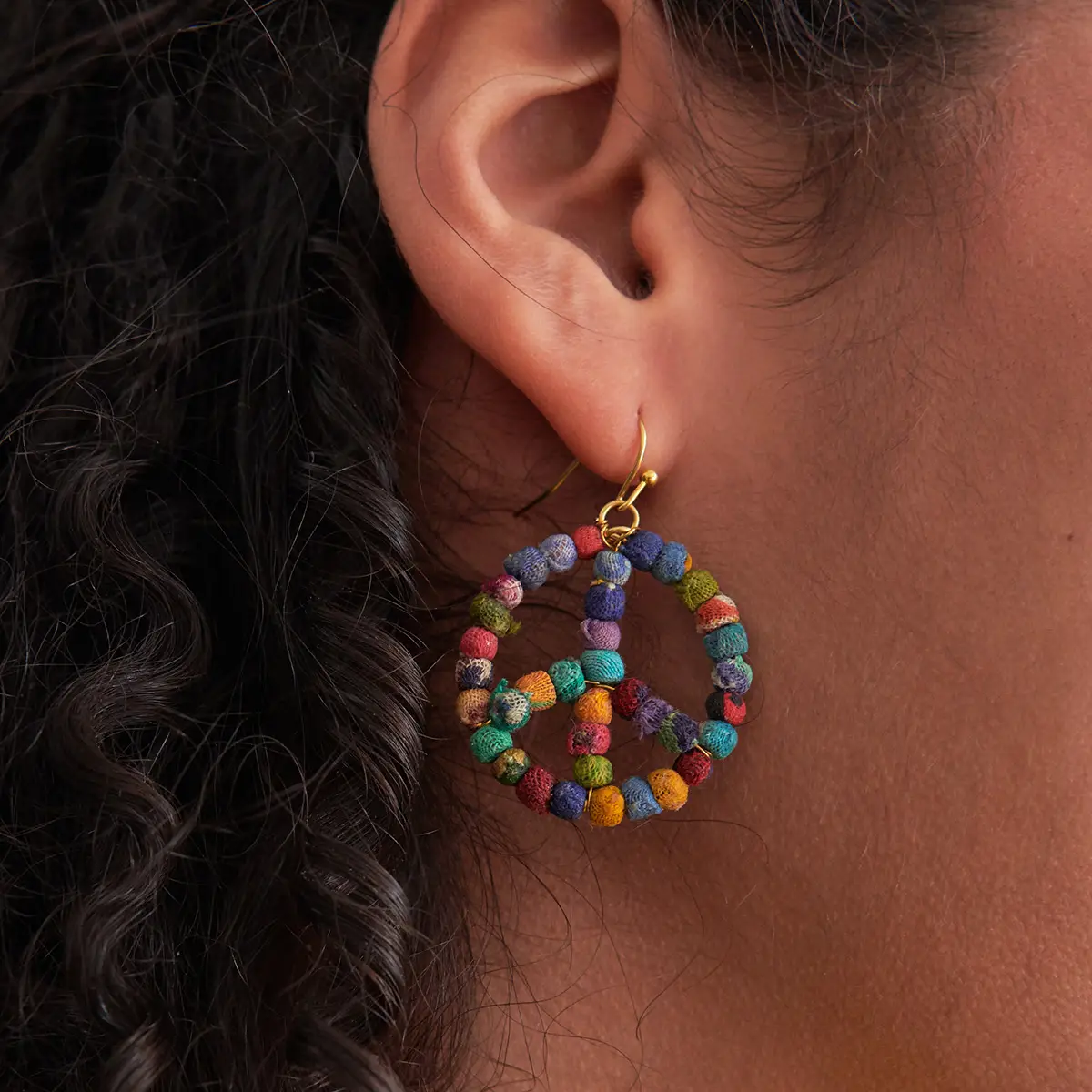 Kantha Peace Symbol Earrings