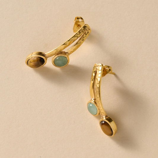 Sanja Tiger + Glass Stone Post Earrings