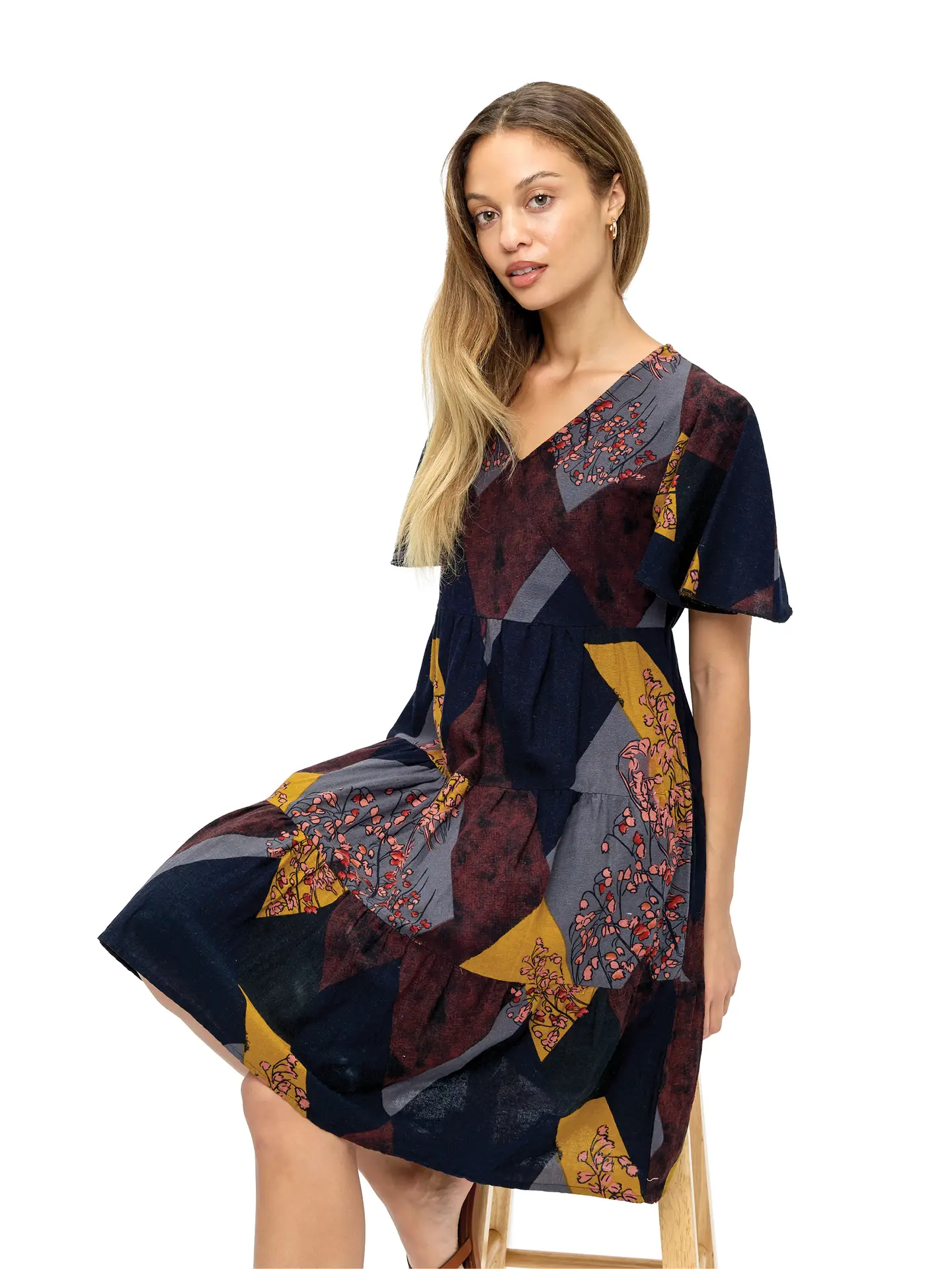Floral Retro Vibe Patchwork Dress