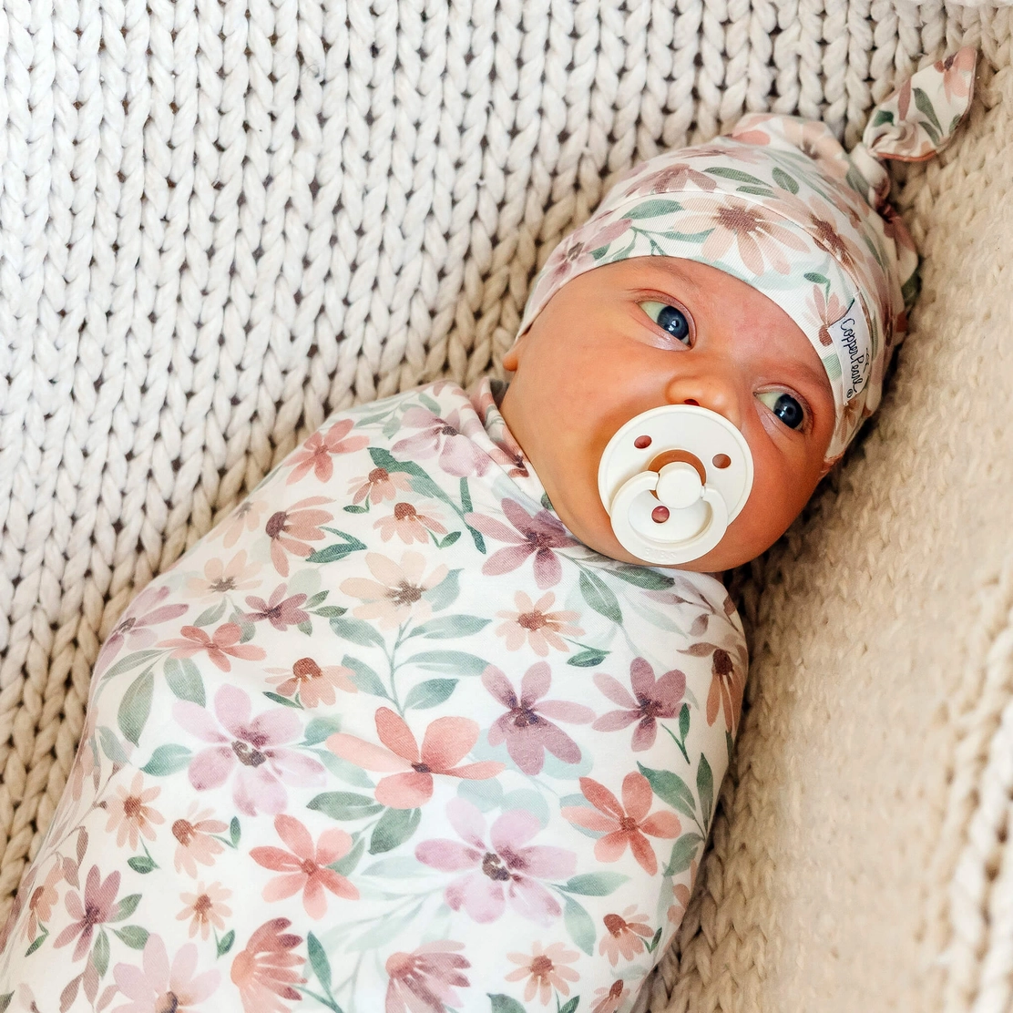 Natalie Floral Knit Swaddle Blanket
