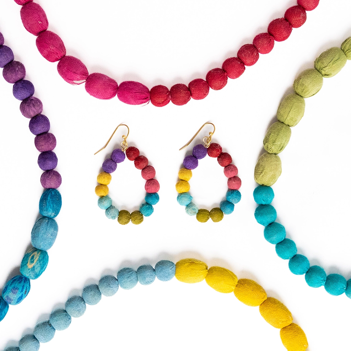 Kantha Colorblock Teardrop Earrings