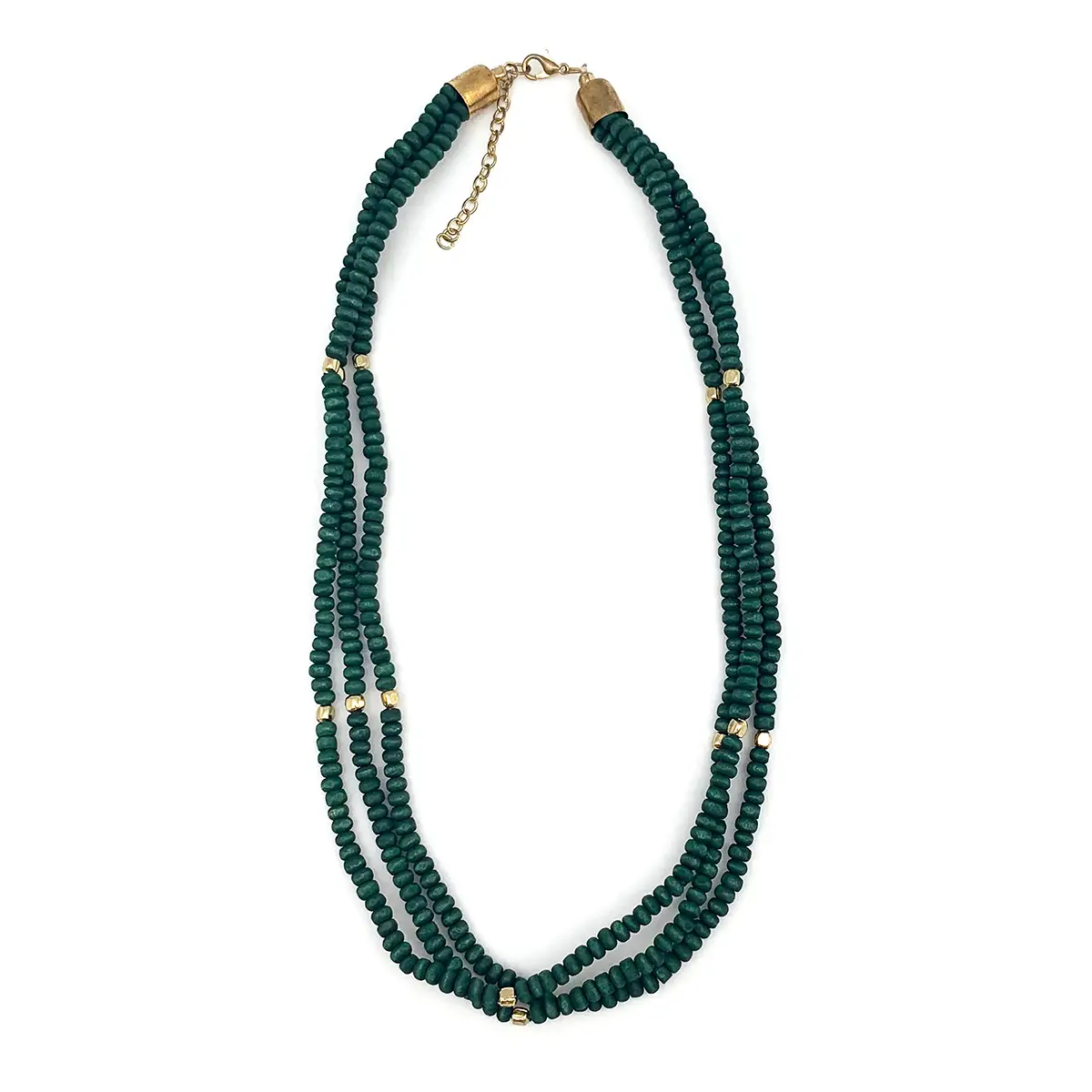 Beaded Chromatic 3 Strand Short Necklace