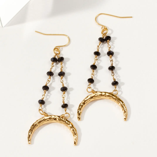 Onyx Lunula Drop Earrings