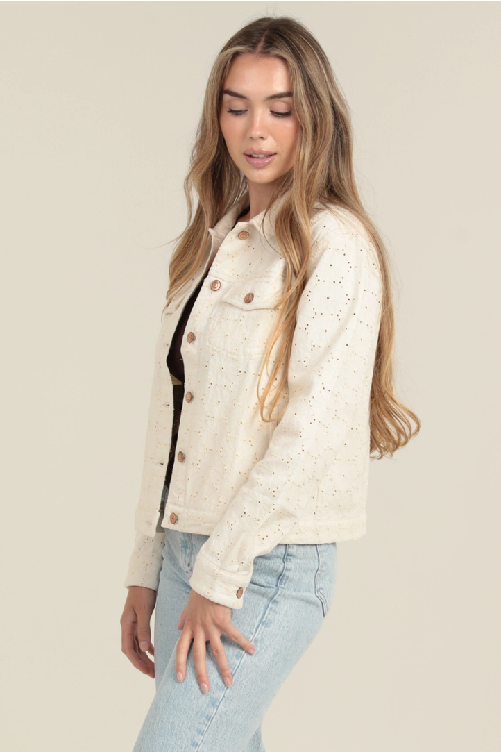 Eyelet Embroidered Denim Jacket