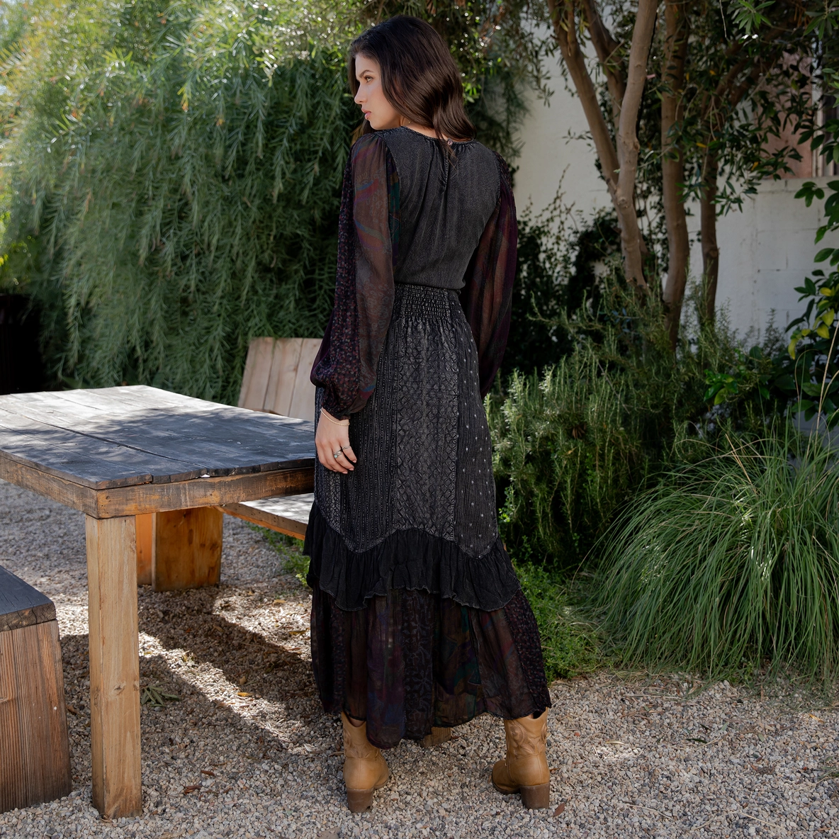 Boho Ruffle Smocked Maxi Dress