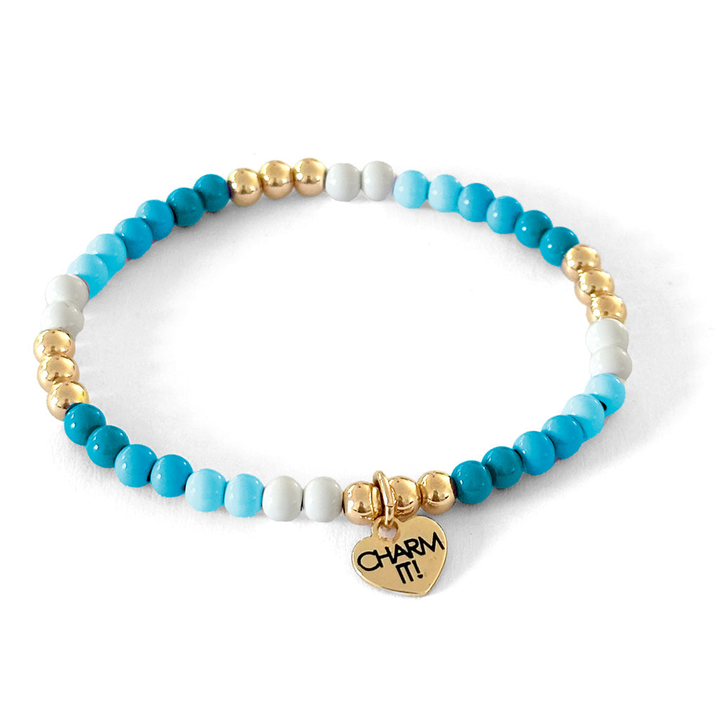 Charm It! Aqua Stretch Bead Bracelet