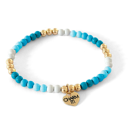 Charm It! Aqua Stretch Bead Bracelet