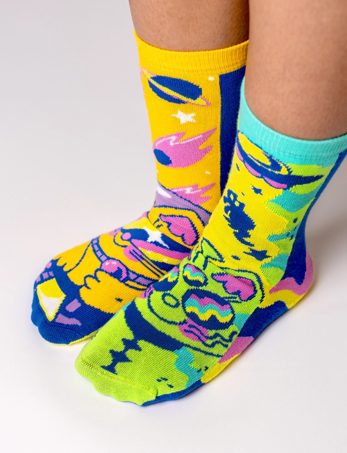 Pals Kids Socks Lunar & Tick Outer Space Cats