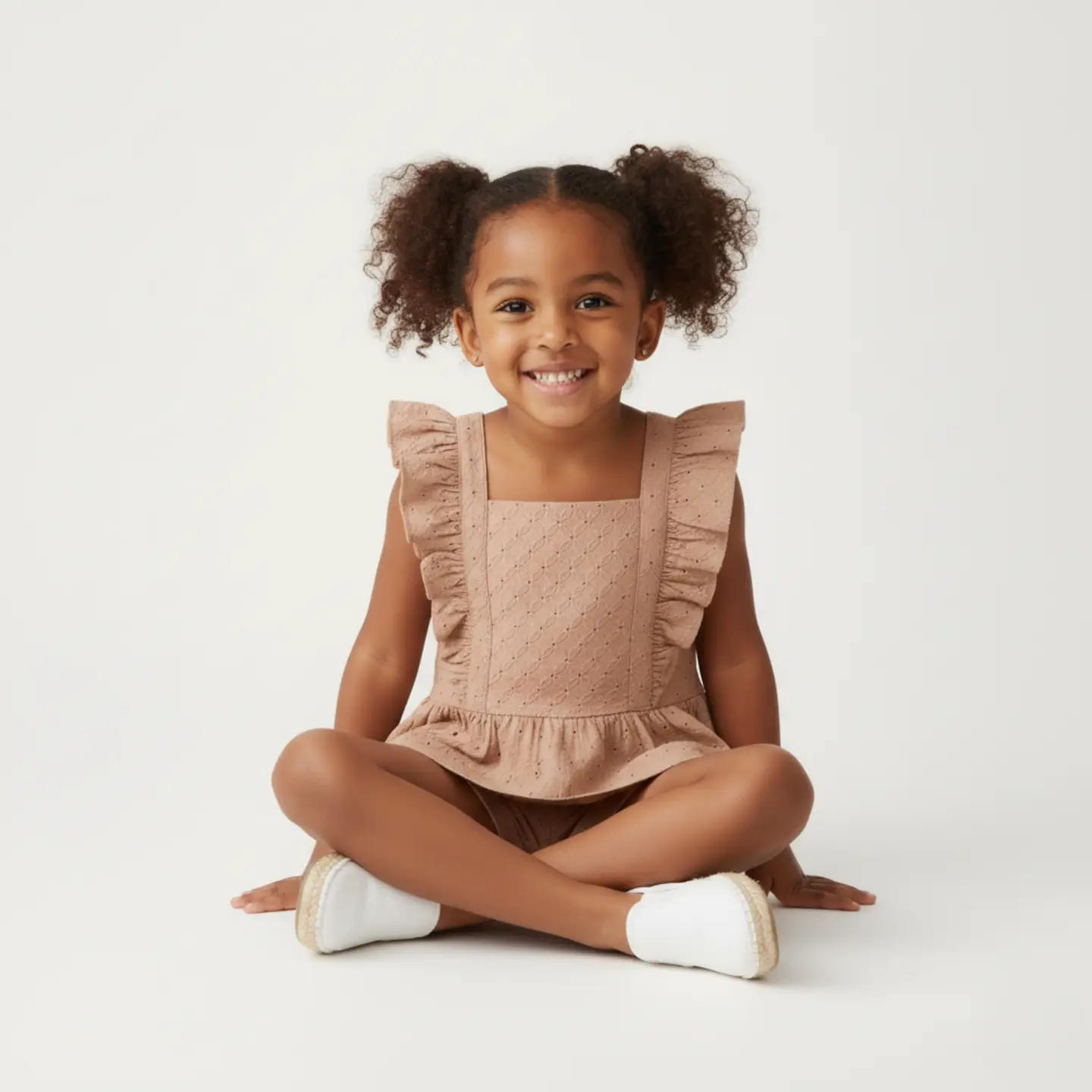 Girls Clay Eyelet Top + Shorts Set