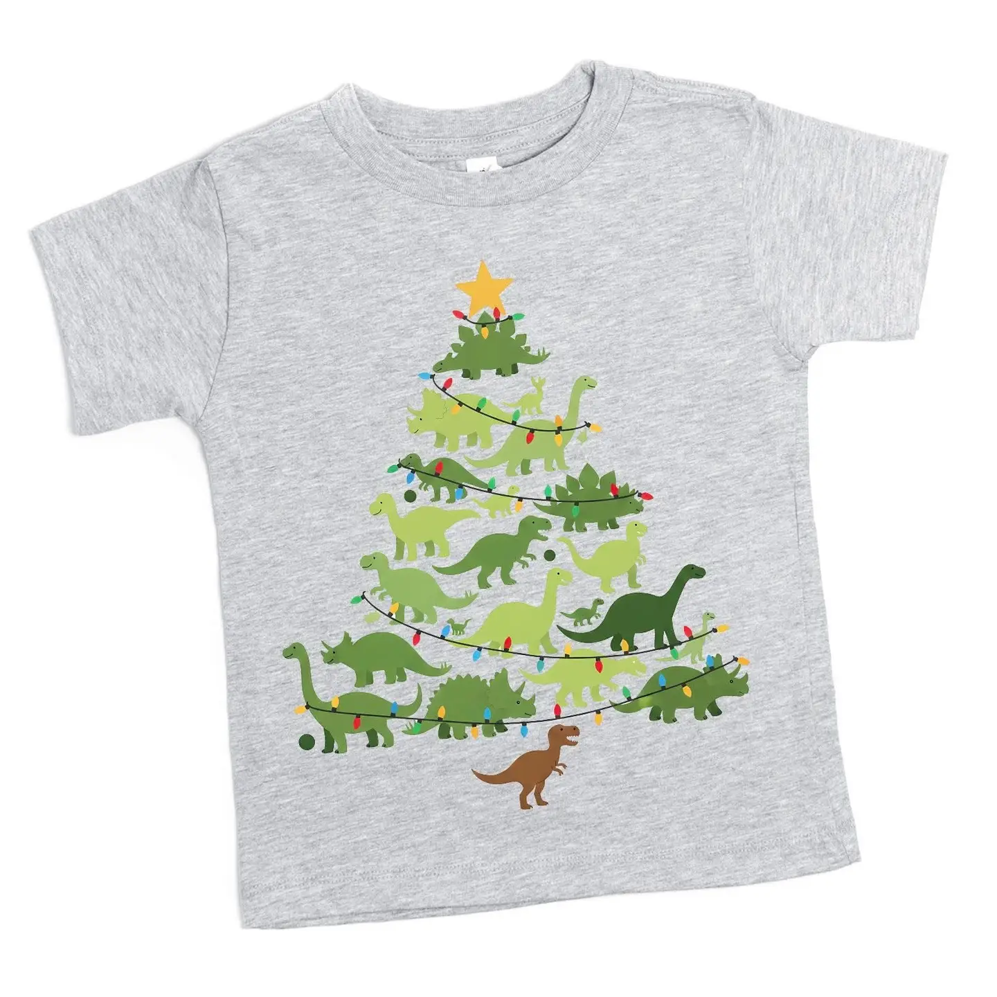 Kids Dino Xmas Tree T-Shirt