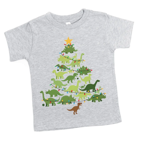 Kids Dino Xmas Tree T-Shirt