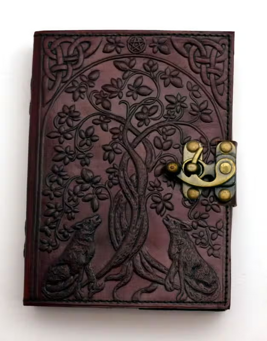 Leather Journal Tree & Wolves