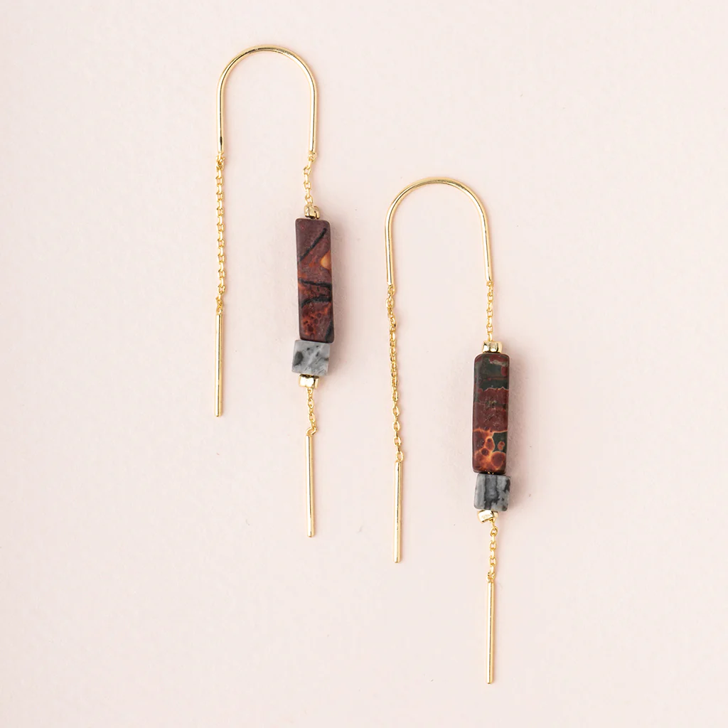 Stone Threader Earrings Majestic Jasper