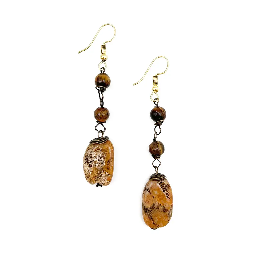 Tiger Eye Banjara Stone Drop Earrings