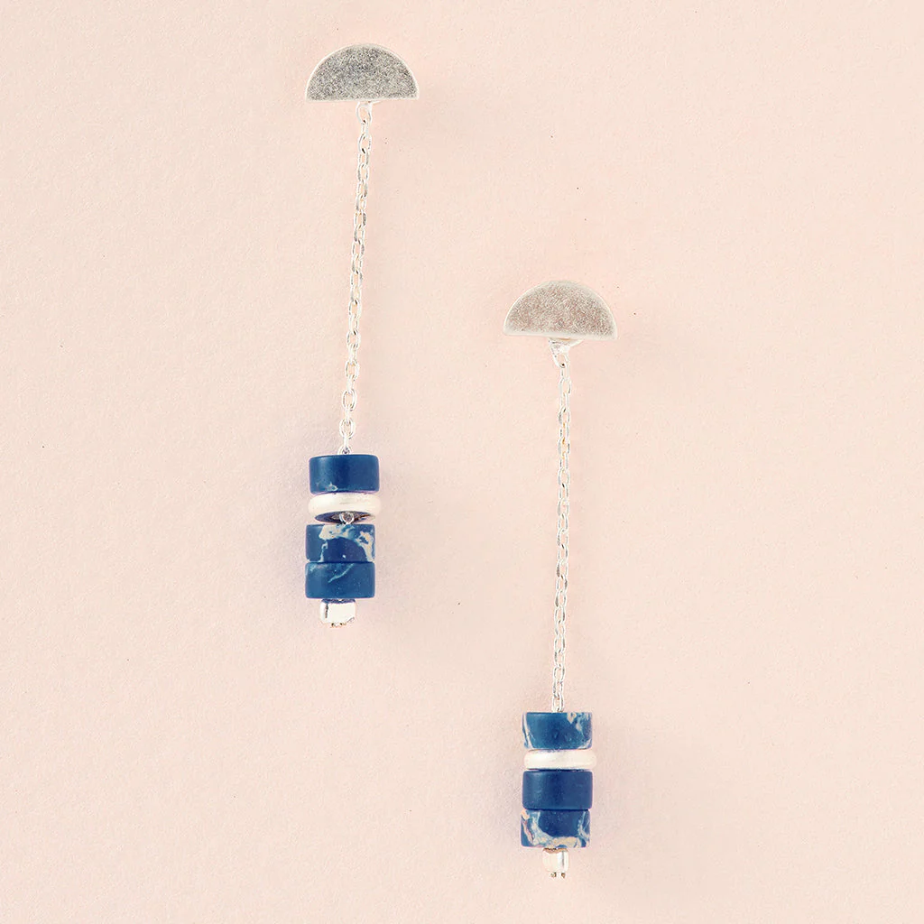 Stone Meteor Threaded Earrings