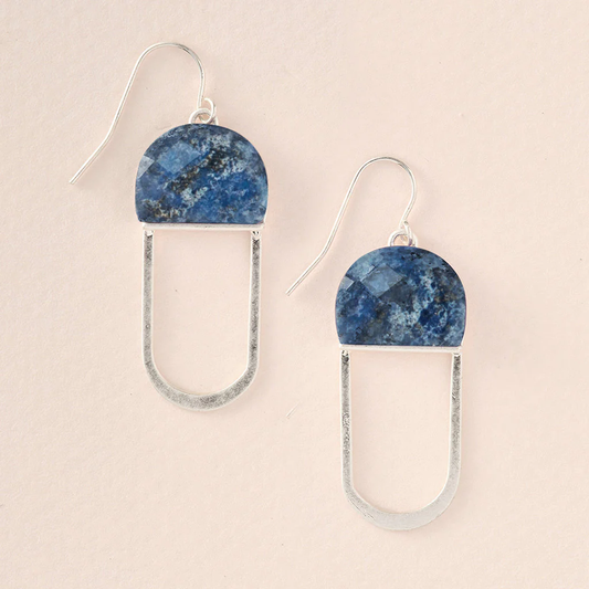 Chandelier Earrings-Silver : Lapis