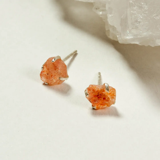 Raw Gem Studs Sunstone