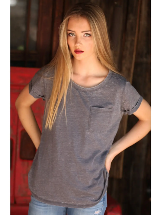 Burnout Pocket Rolled Sleeve Tee
