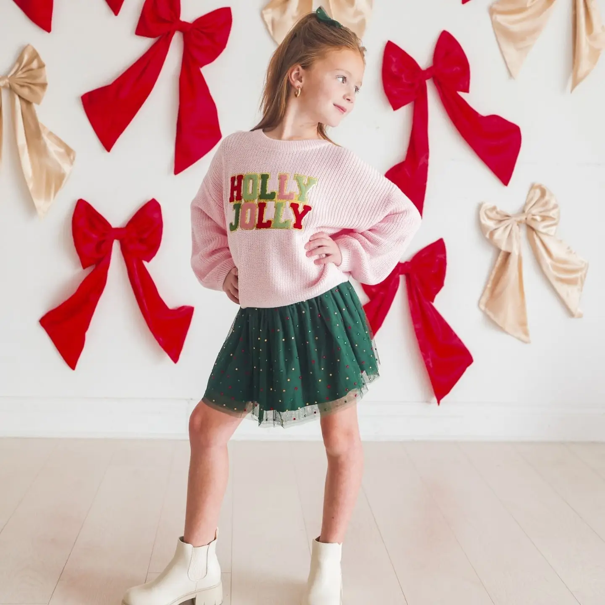 Girls Emerald Rhinestone Christmas Tutu