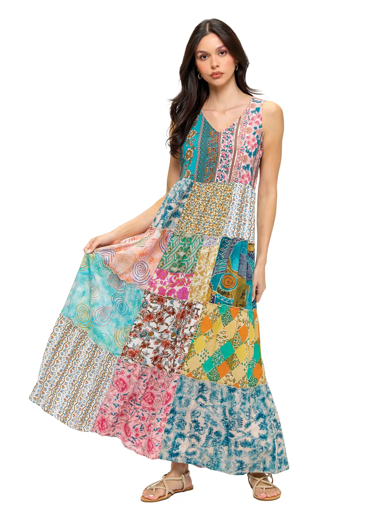 Gypsy Floral Patchwork Maxi Dress Lillies Gypsy Floral Patchwork Maxi Dress Lillies