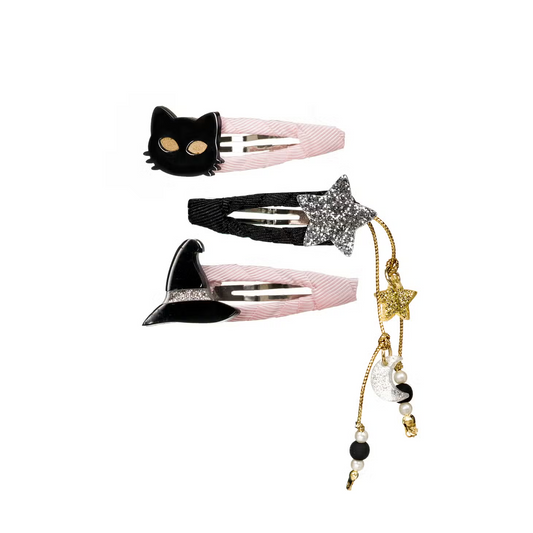 Witch Hat + Black Cat Snap Hair Clips