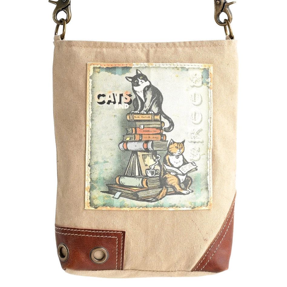 Cats & Books Crossbody Bag