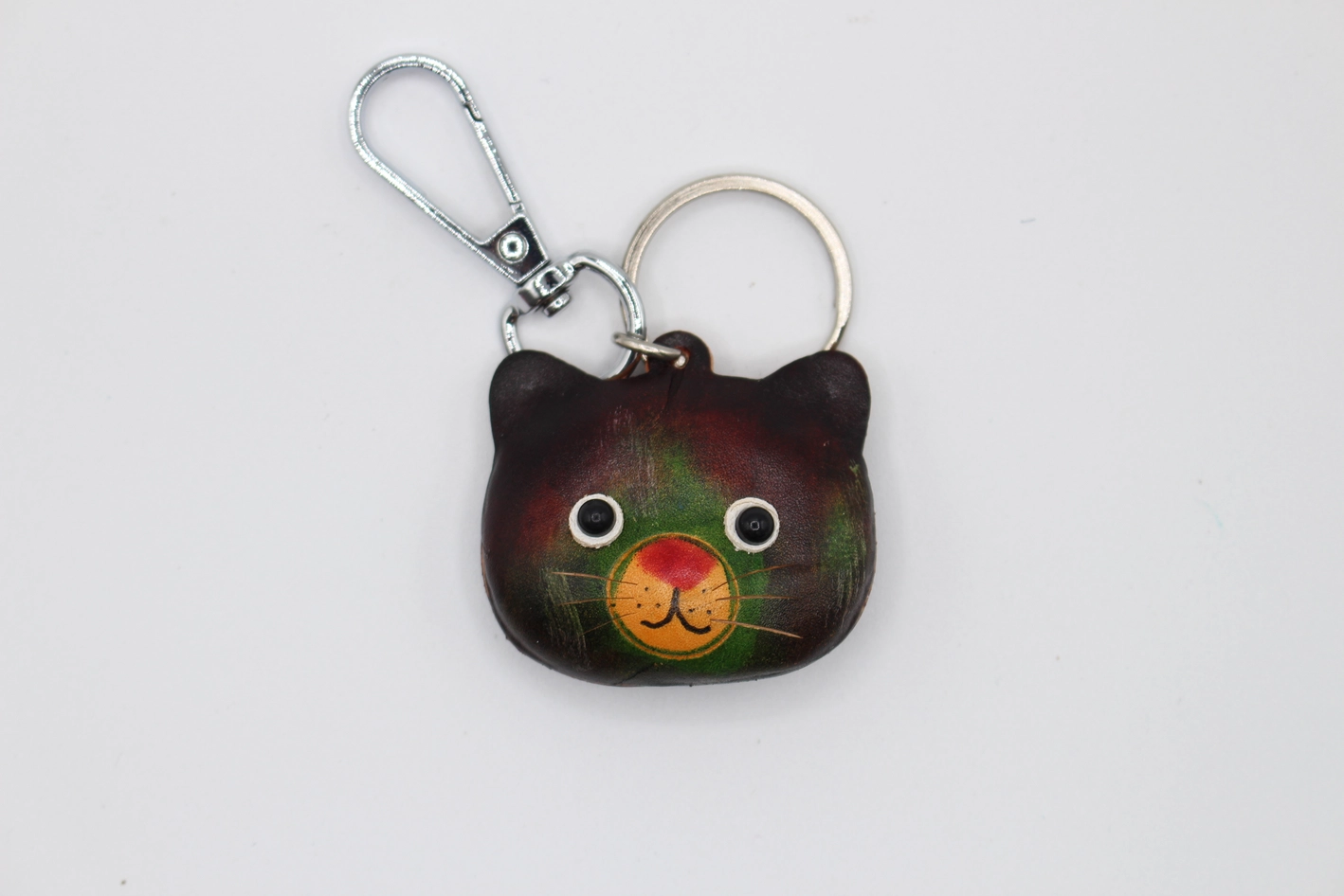 Leather Keychain Kitty Cat Head