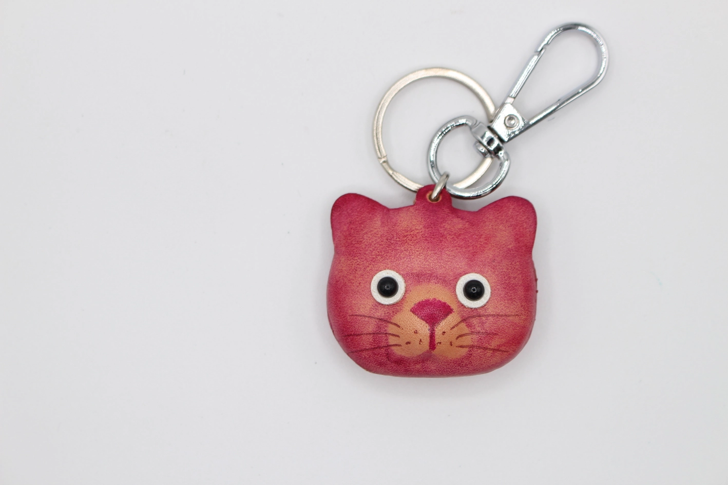 Leather Keychain Kitty Cat Head