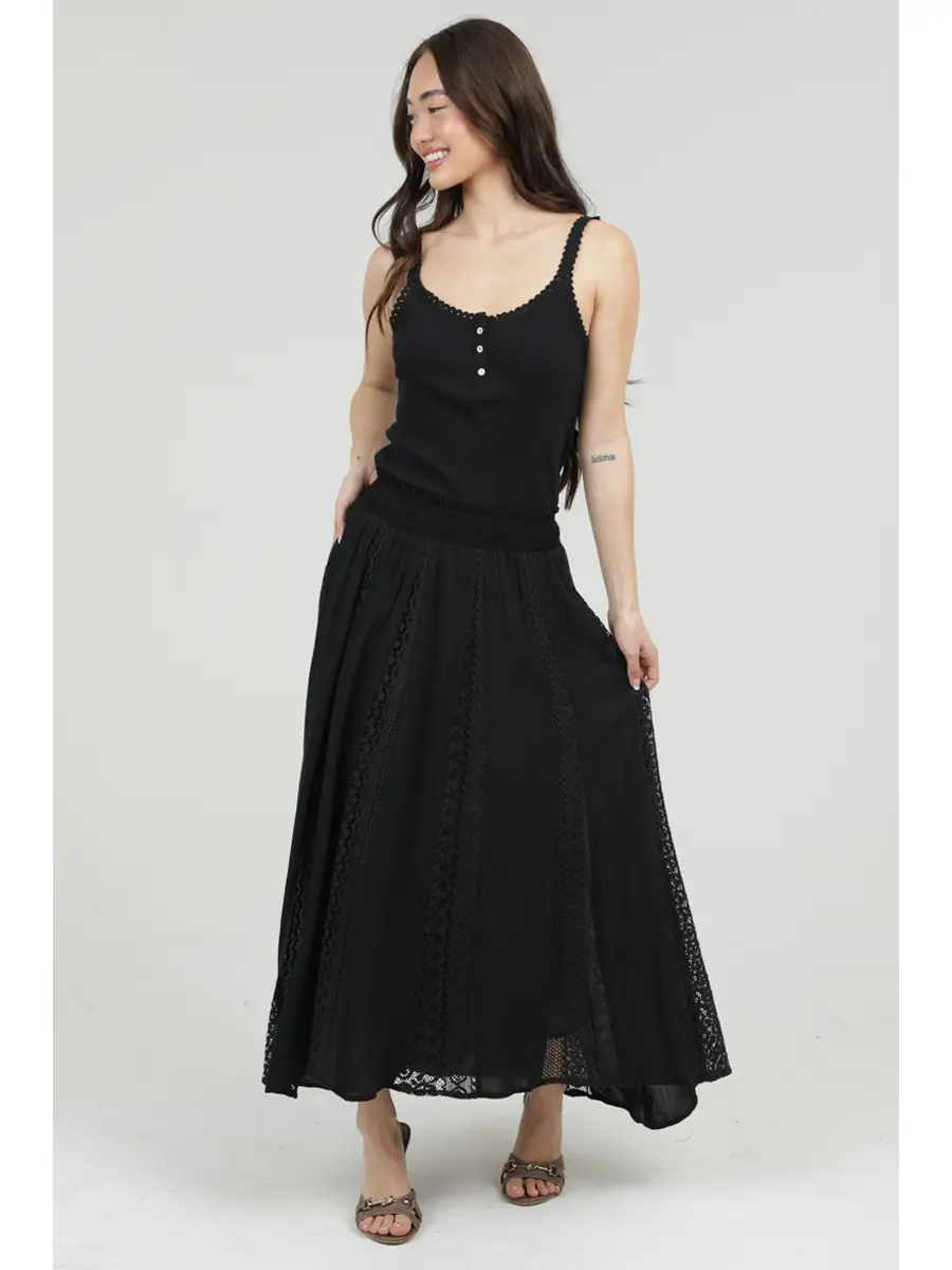 Maxi Skirt with Lace Panels