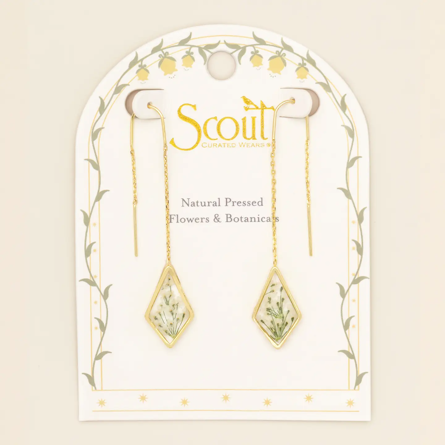 Pressed Flower Threaded Earrings